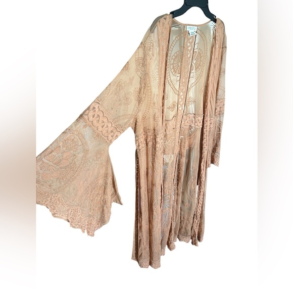 torrid Tops - Festi Maxi Lace Kimono Tan 1X
